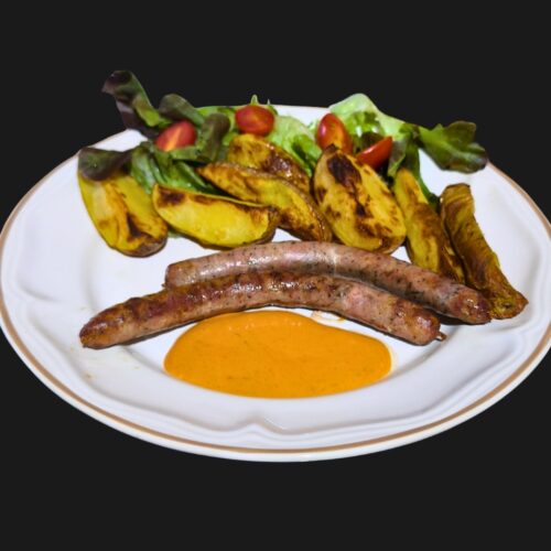 Chipolata sausage Potatoes & Salad